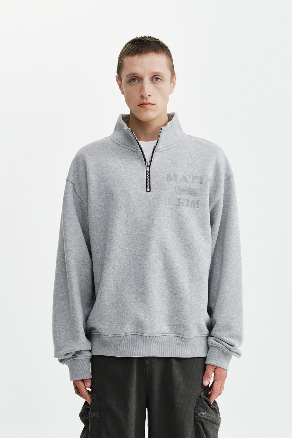 Matin Kim - Matin Logo Quarter Zip Up (Grey) product image 7 | TRAB K-Fashion Australia