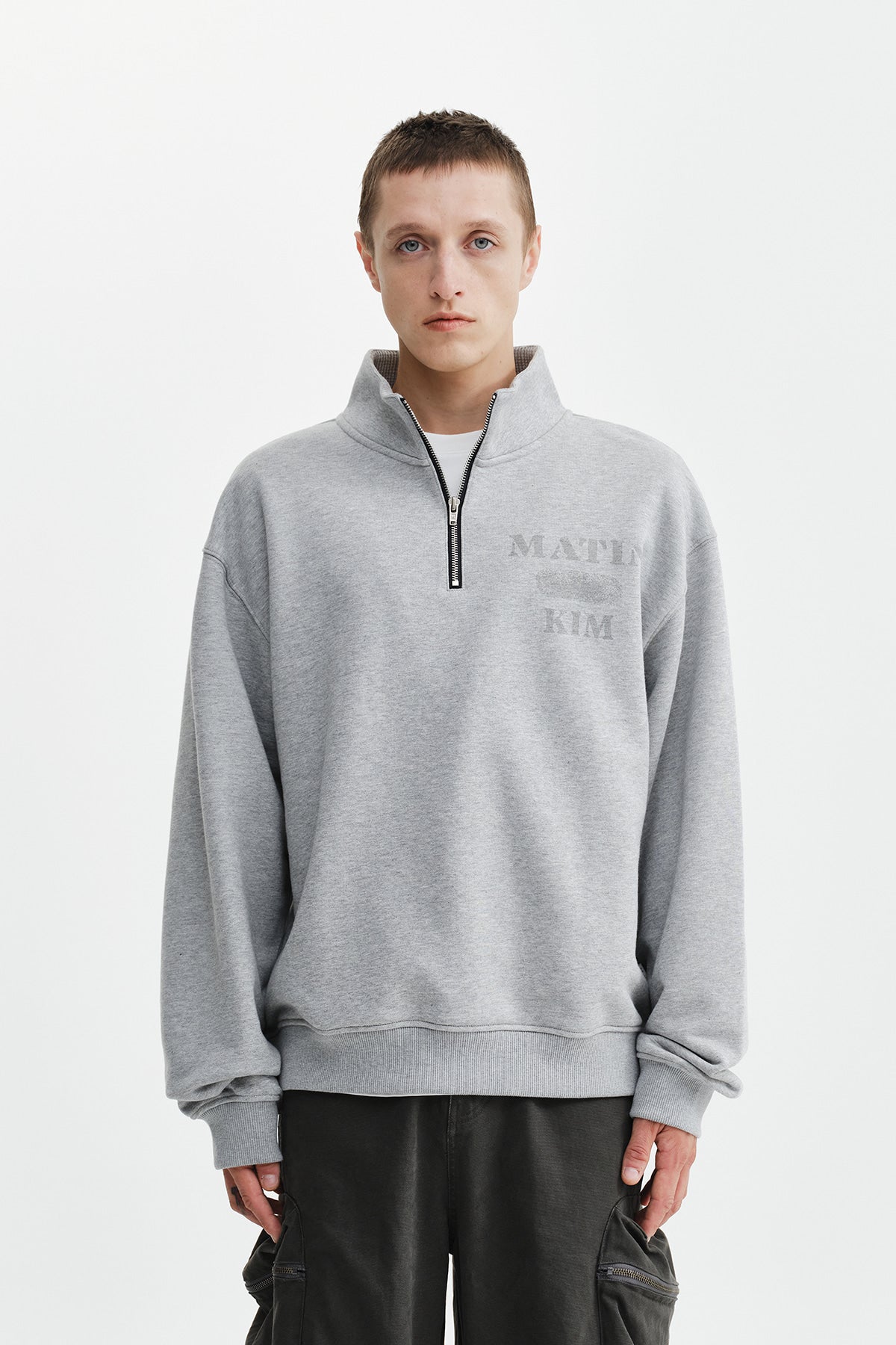 Matin Kim - Matin Logo Quarter Zip Up (Grey) product image 7 | TRAB K-Fashion Australia