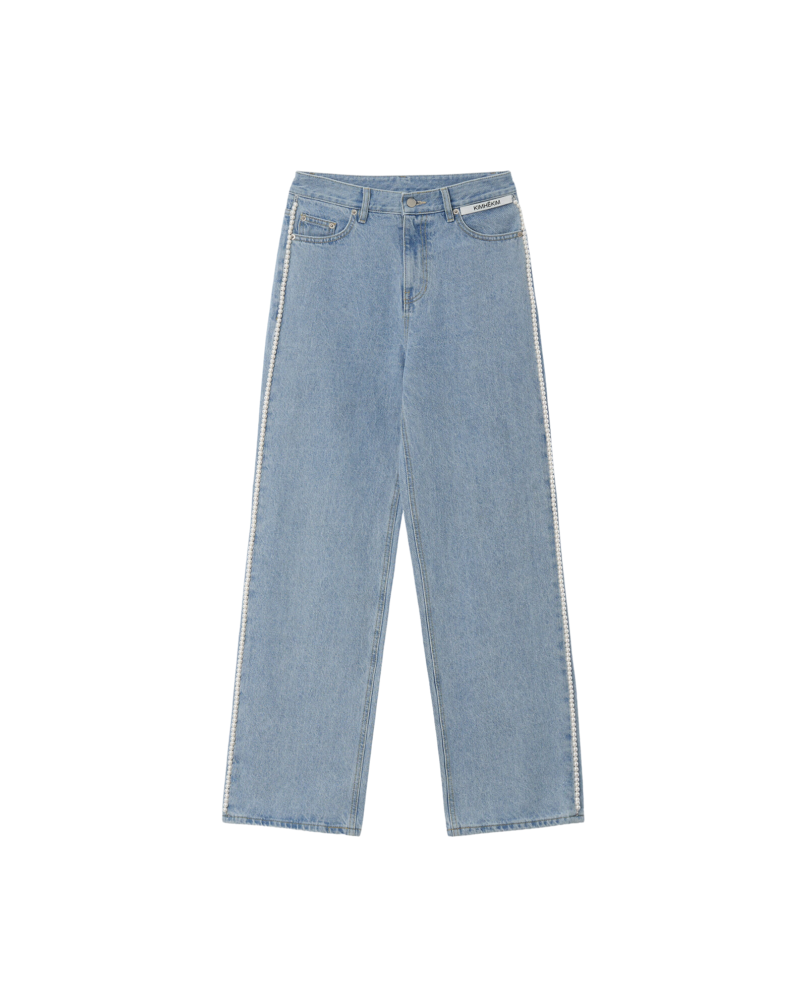 Kimhe Kim - Pearl Embellished Wide Leg Denim Pants (Sky Blue) product image 1 | TRAB K-Fashion Australia
