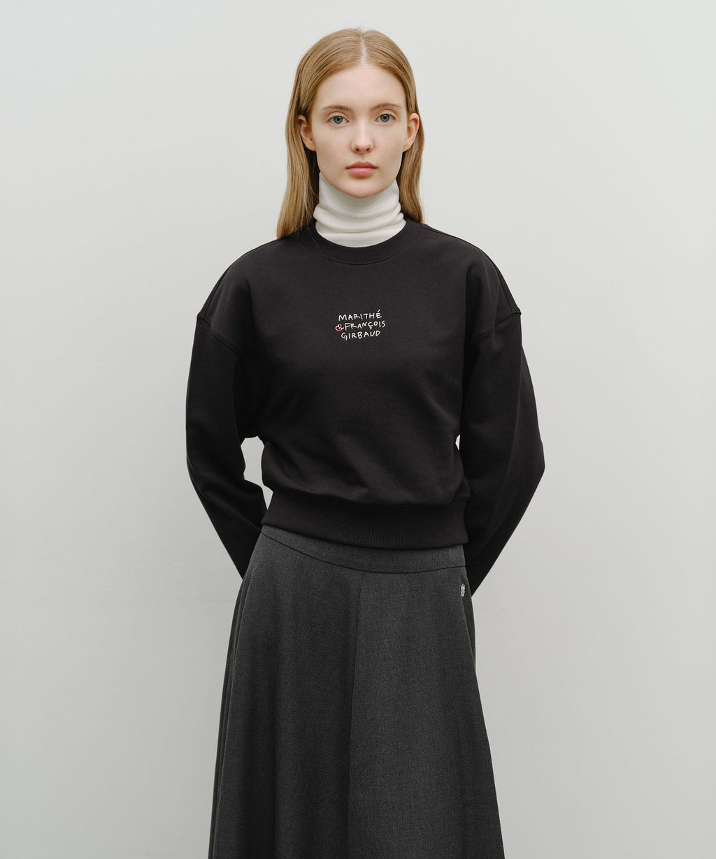 Marithe & Francois Girbaud - Marithe Love Graphic Crop Sweatshirt (Black) product image 1 | TRAB K-Fashion Australia