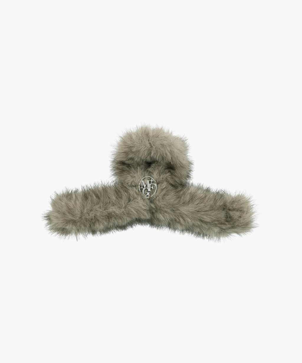 Marithe & Francois Girbaud - Circle Logo Fur Hair Clip (Oatmeal / Brown) product image 5 | TRAB K-Fashion Australia