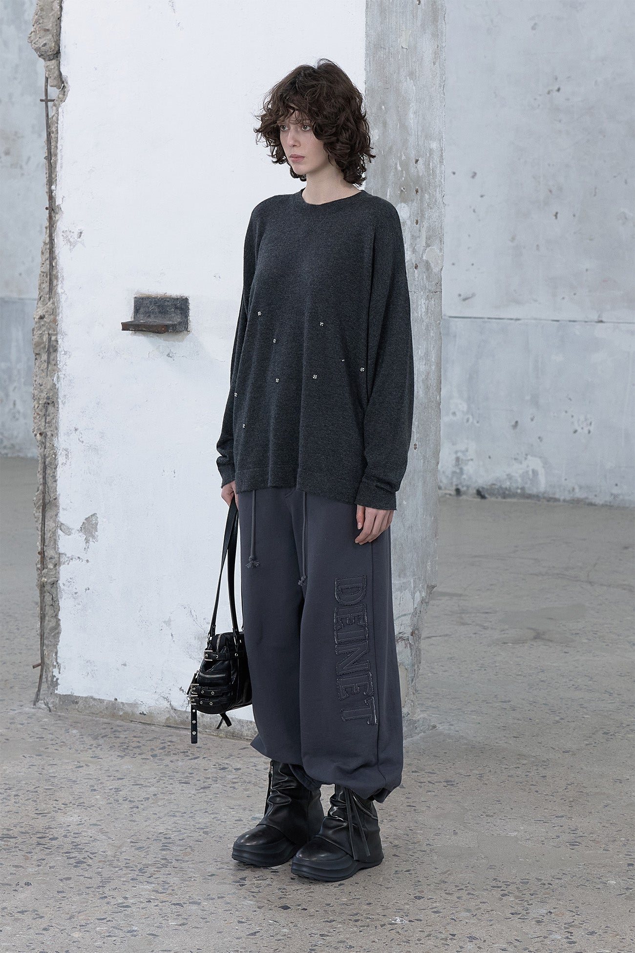 Deinet - Button Up Pullover Knit (Charcoal) product image 2 | TRAB K-Fashion Australia