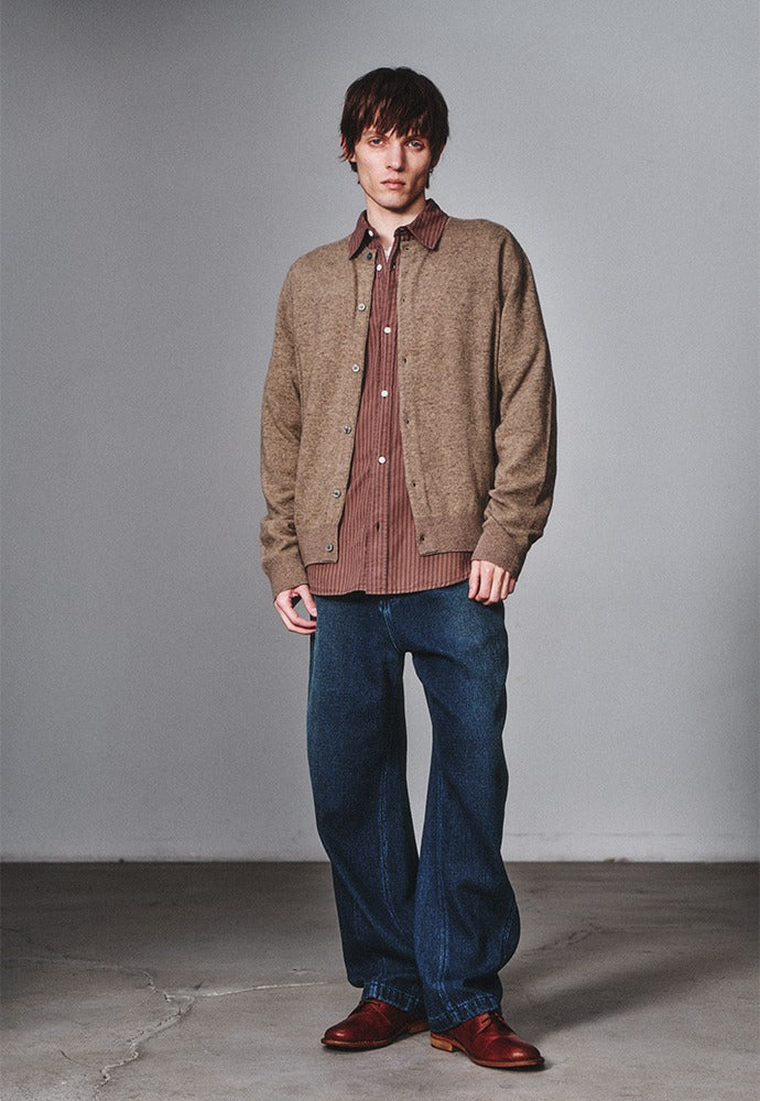 Art if acts - Wholegarment Round Neck Cardigan (French Taupe) product image 1 | TRAB K-Fashion Australia