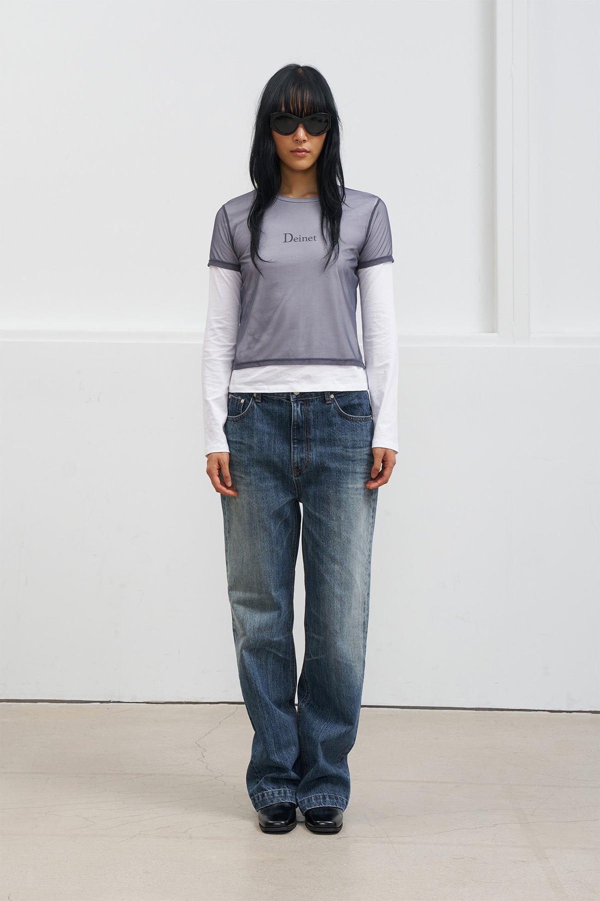 Deinet - See-Through Layered Long Sleeve (Grey) product image 1 | TRAB K-Fashion Australia