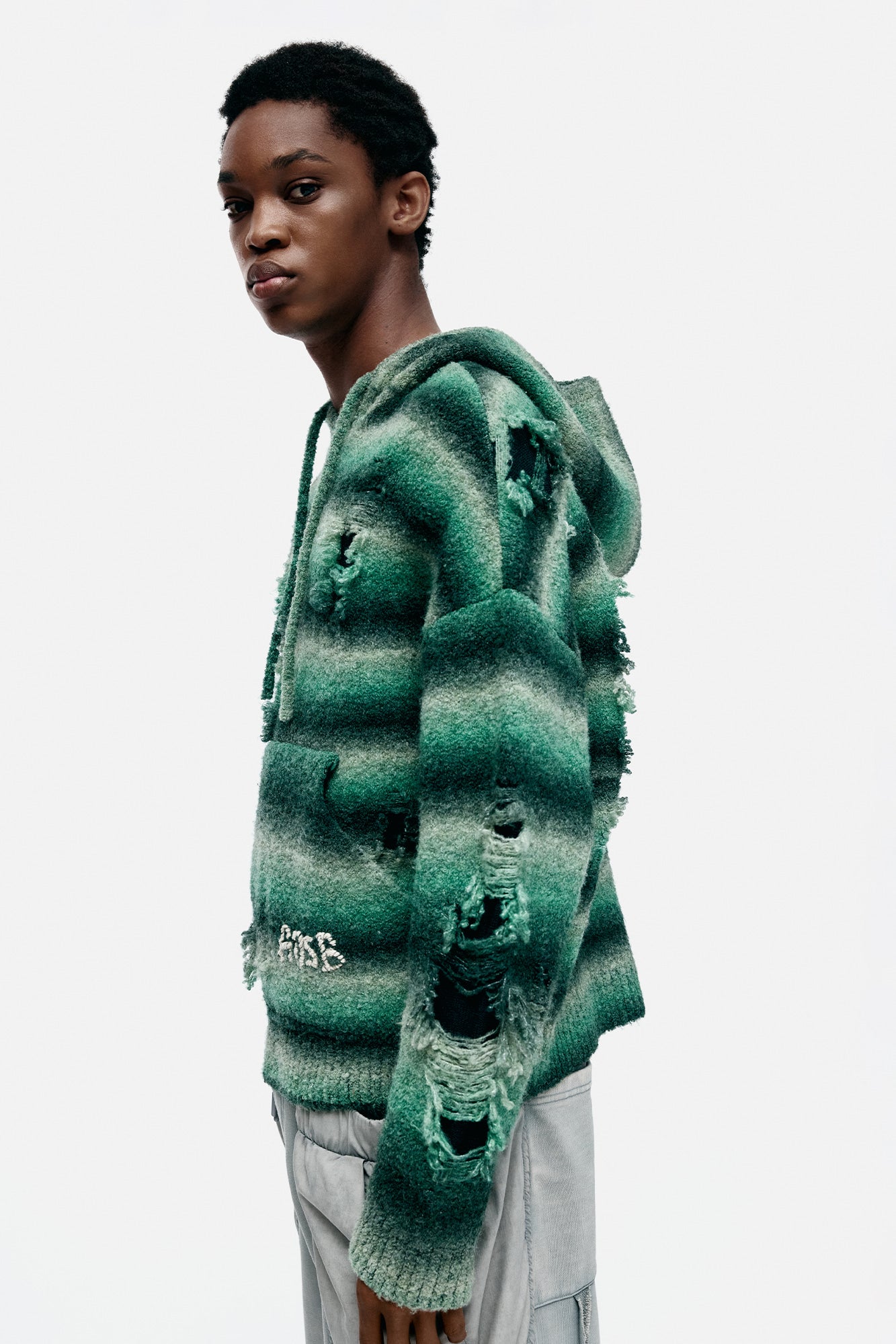 Andersson Bell - Unisex Gradient Distressed Hoodie (Green) product image 9 | TRAB K-Fashion Australia