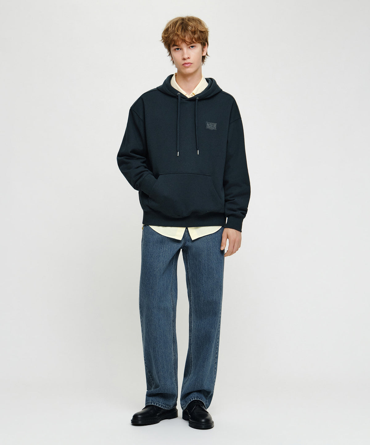 Marithe & Francois Girbaud - Small Classic Logo Oversized Hoodie (brushed) (Dark Green) product image 4 | TRAB K-Fashion Australia