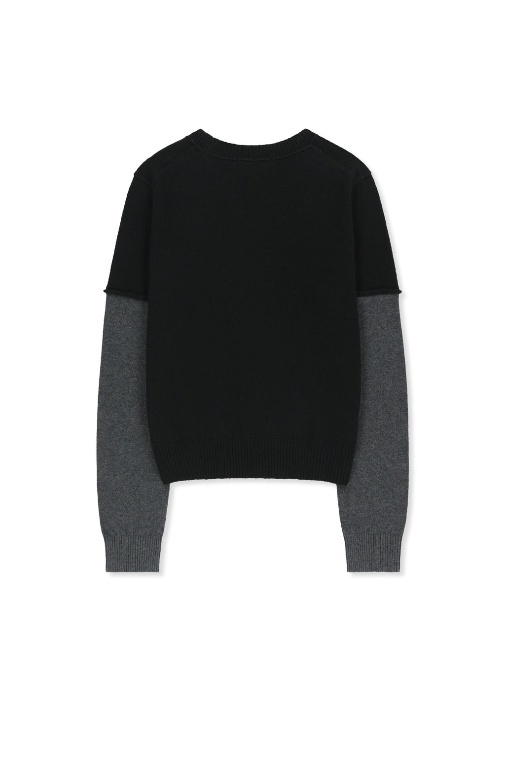 Matin Kim - [Pre-Order – Ships September 28] Cashmere Blended Two Tone Knit Pullover (Black) product image 2 | TRAB K-Fashion Australia