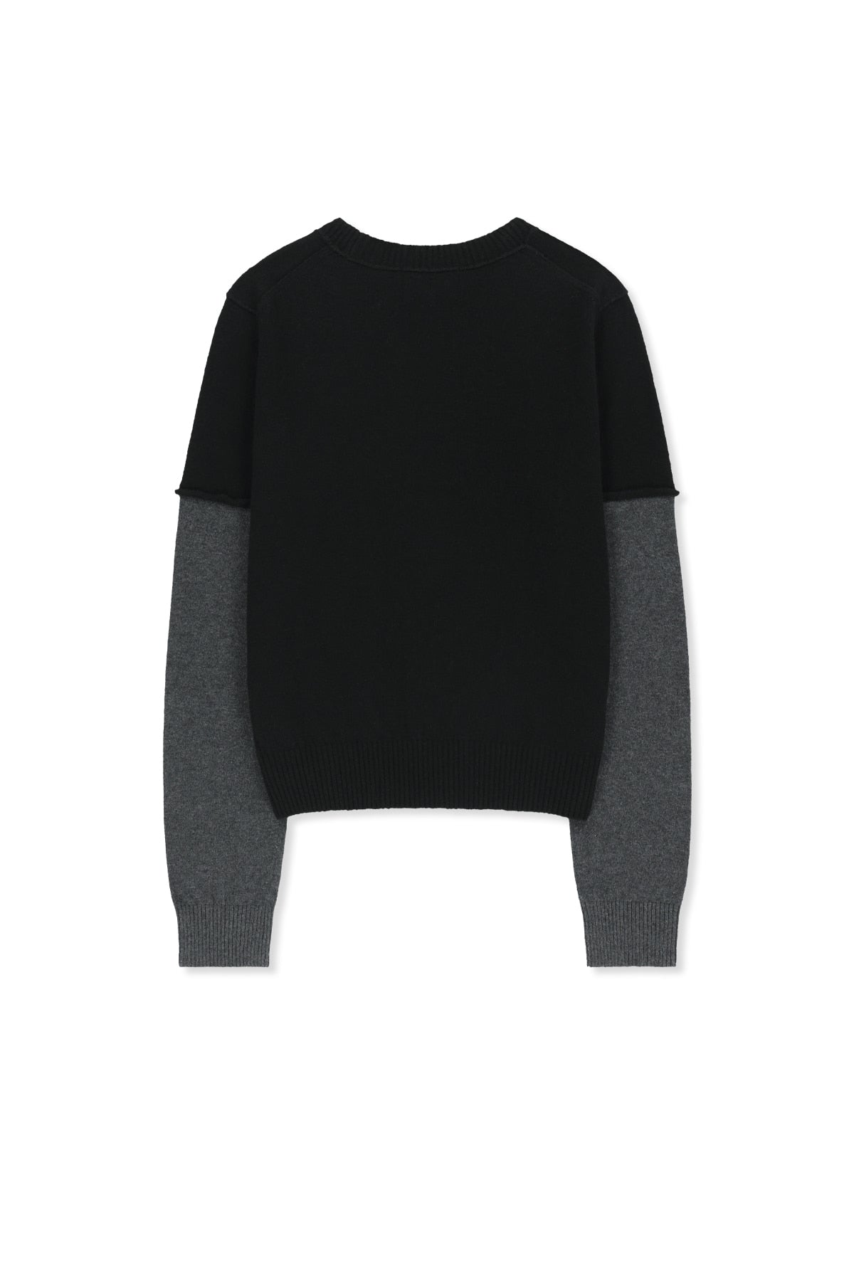Matin Kim - [Pre-Order – Ships September 28] Cashmere Blended Two Tone Knit Pullover (Black) product image 2 | TRAB K-Fashion Australia