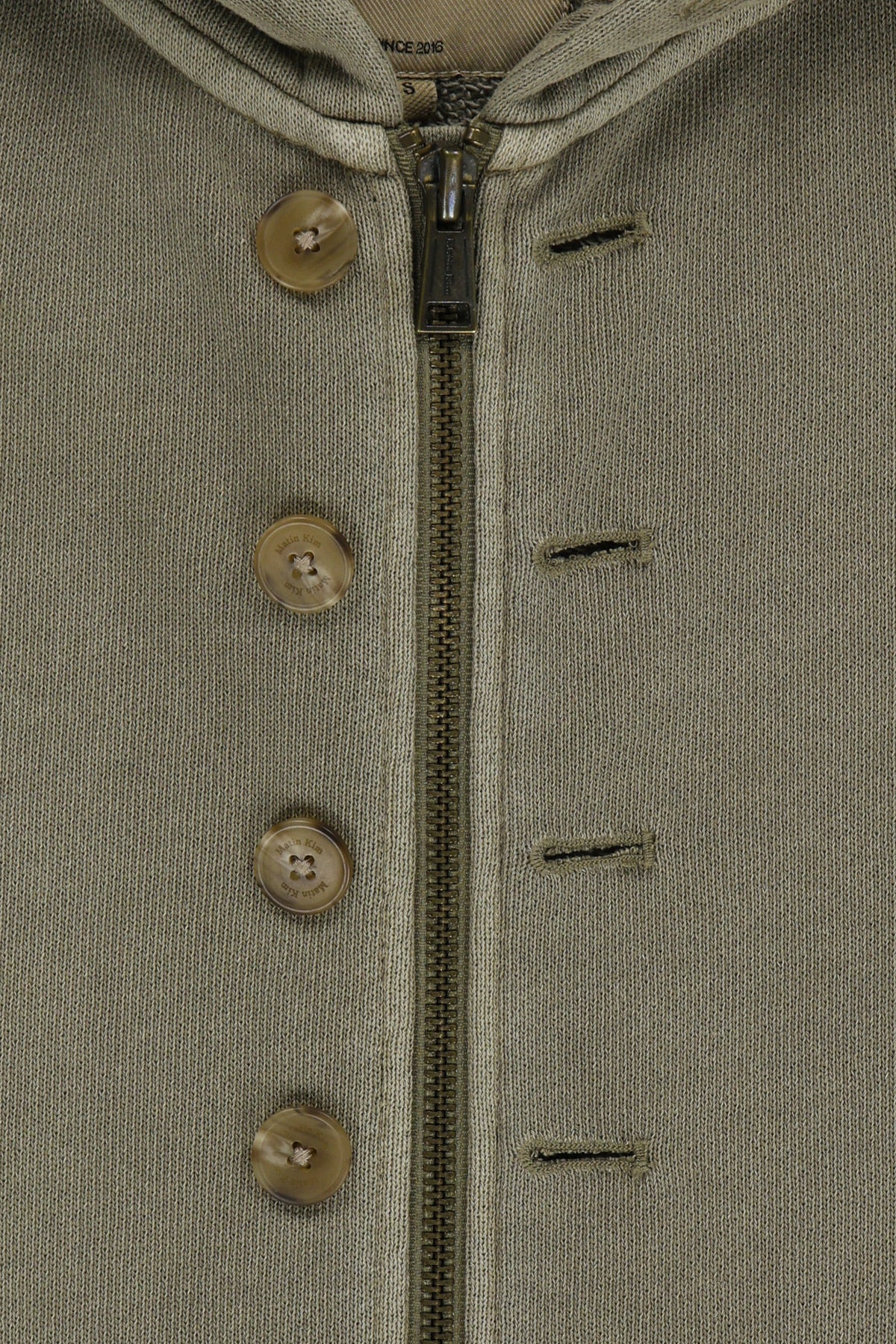 Matin Kim - Faded Washed Hoody Zip Up (Khaki) product image 4 | TRAB K-Fashion Australia