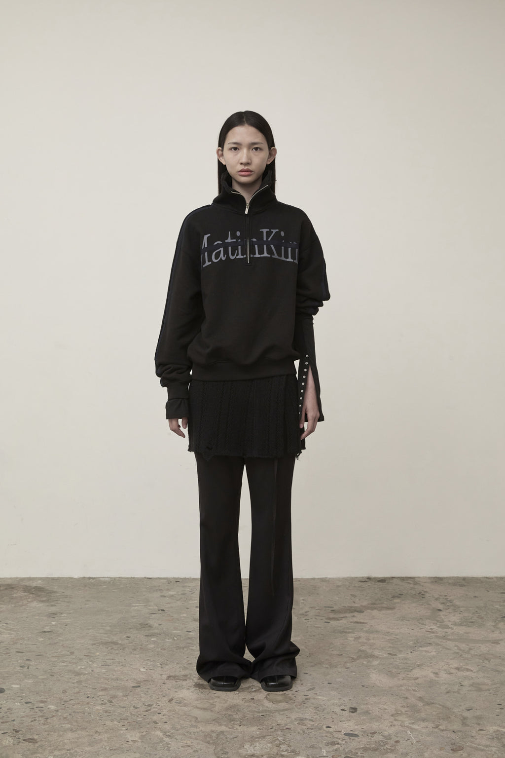 Matin Kim - Cut Out Half Zip Sweatshirt (Black) product image 6 | TRAB K-Fashion Australia