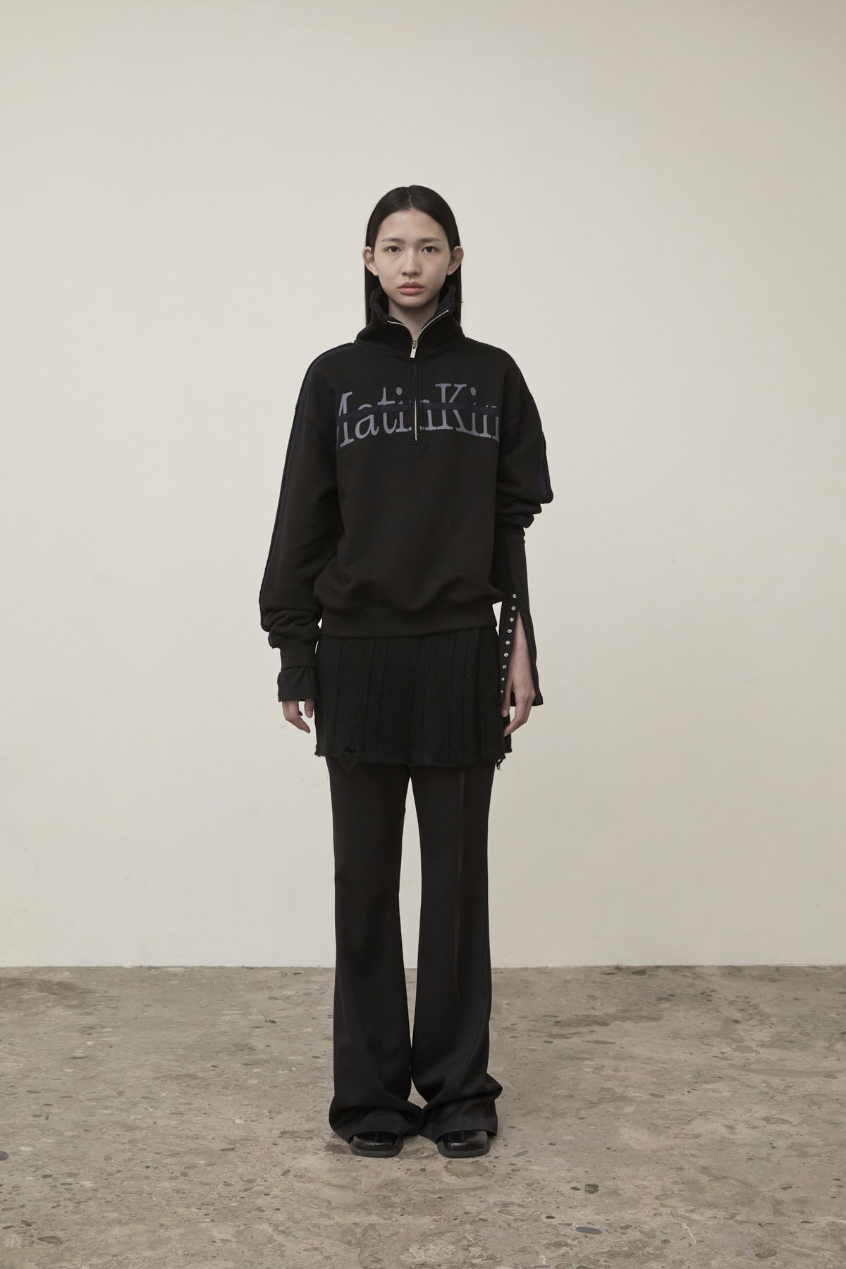 Matin Kim - Cut Out Half Zip Sweatshirt (Black) product image 6 | TRAB K-Fashion Australia