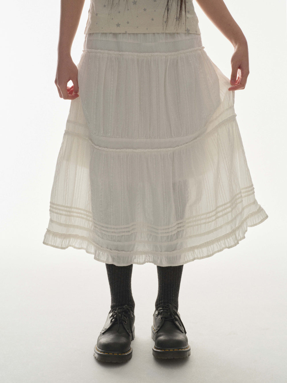 Coyseio - Shirring Midi Skirt (White) product image 8 | TRAB K-Fashion Australia