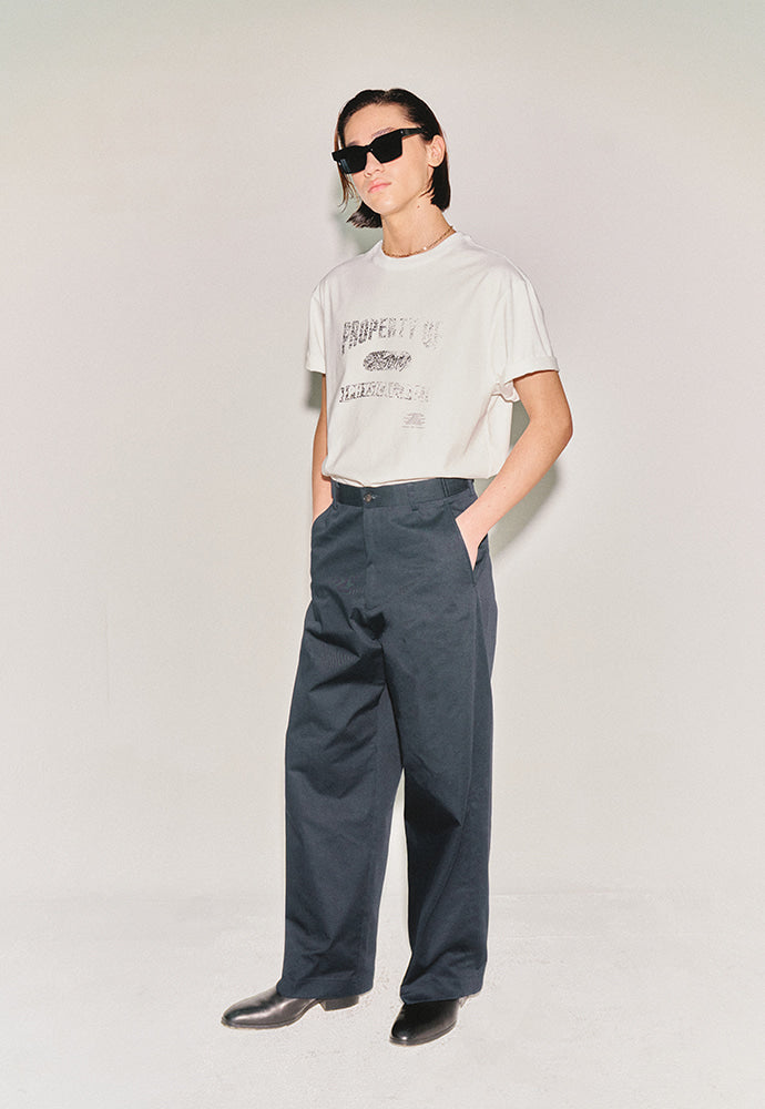 Tonywack - High-Twist Cotton No Tuck Wide Trousers (Navy) product image 2 | TRAB K-Fashion Australia