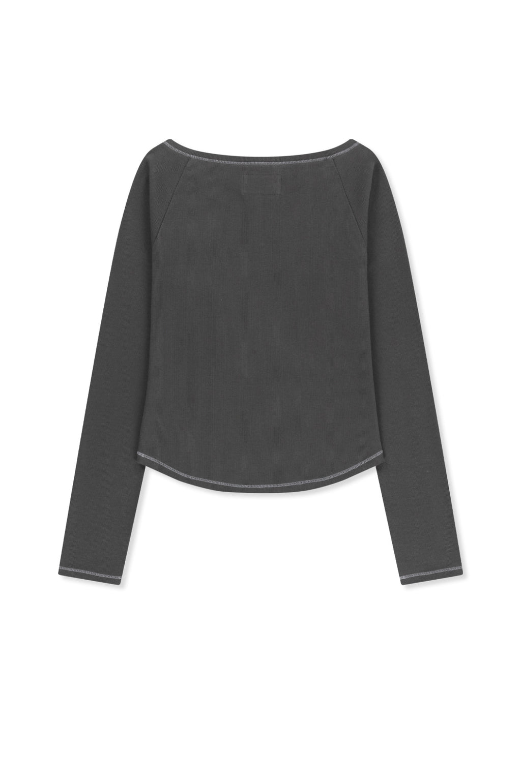 Matin Kim - Logo Applique Button Detail Raglan Top (Charcoal) product image 2 | TRAB K-Fashion Australia