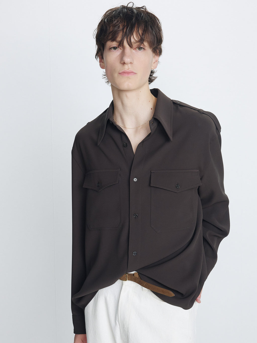 Tonywack - Draped Utility Shirt (Brown) product image 4 | TRAB K-Fashion Australia
