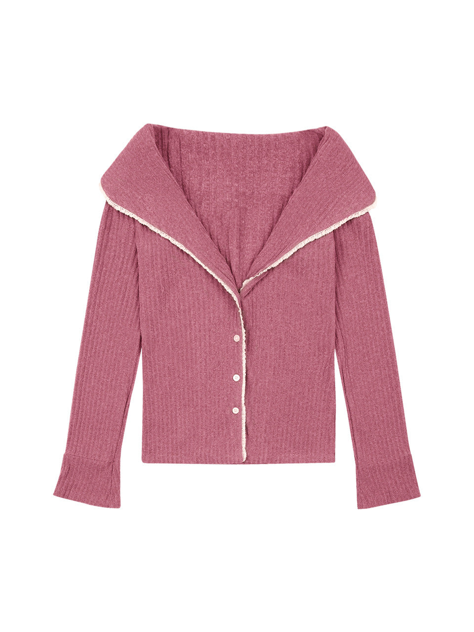 Margarin Fingers - Lace Off-Shoulder Cardigan (Pink) product image 2 | TRAB K-Fashion Australia