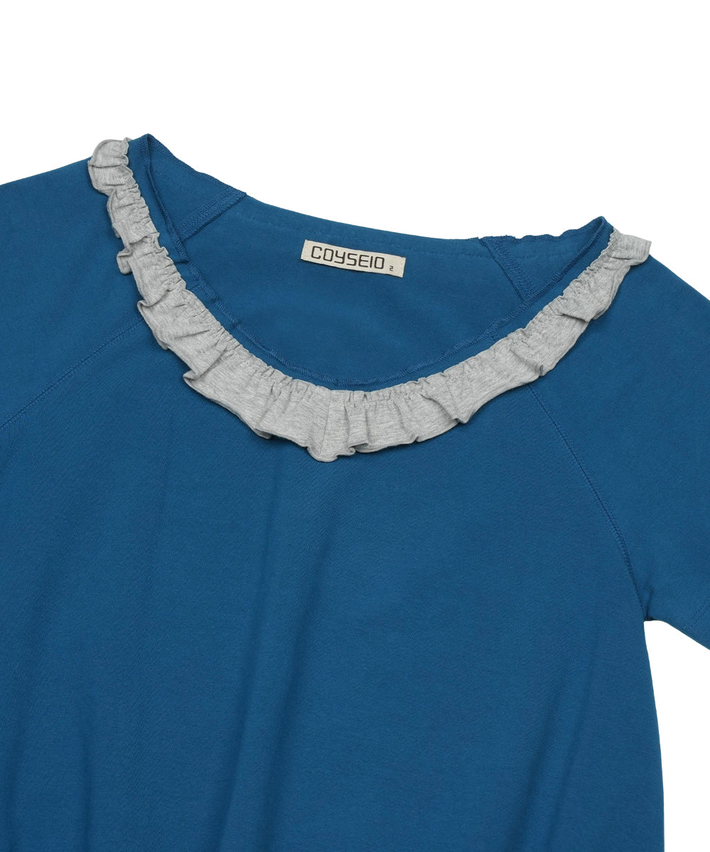 Coyseio - Ruffle V-Neck Smocked T-Shirt (Blue) product image 15 | TRAB K-Fashion Australia