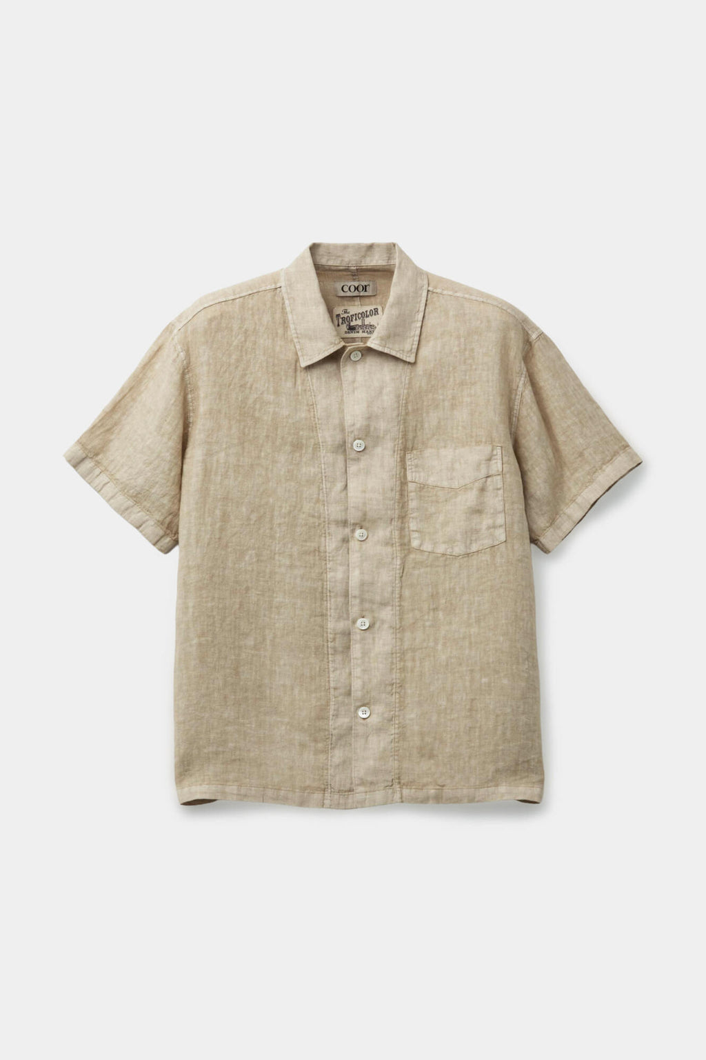 Coor - Linen Dyed Cropped Half Shirt (Washed Beige) product image 1 | TRAB K-Fashion Australia