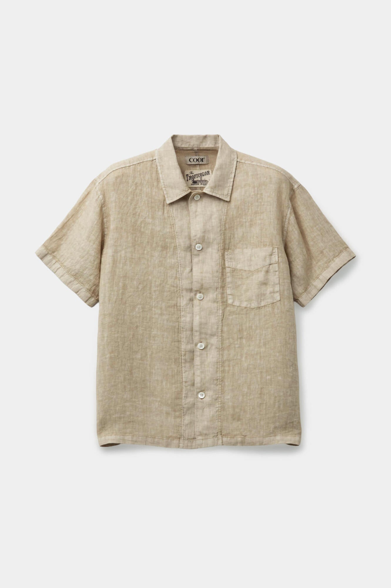 Coor - Linen Dyed Cropped Half Shirt (Washed Beige) product image 1 | TRAB K-Fashion Australia