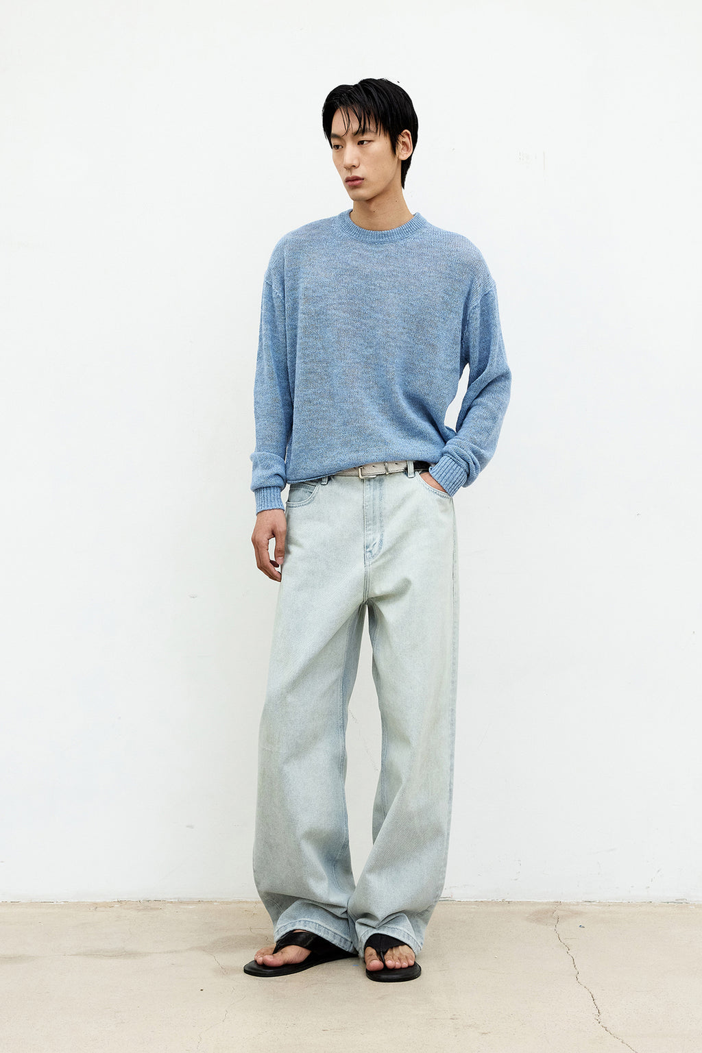 Coor - Mixed Slub Crewneck Sweater (Blue) product image 2 | TRAB K-Fashion Australia