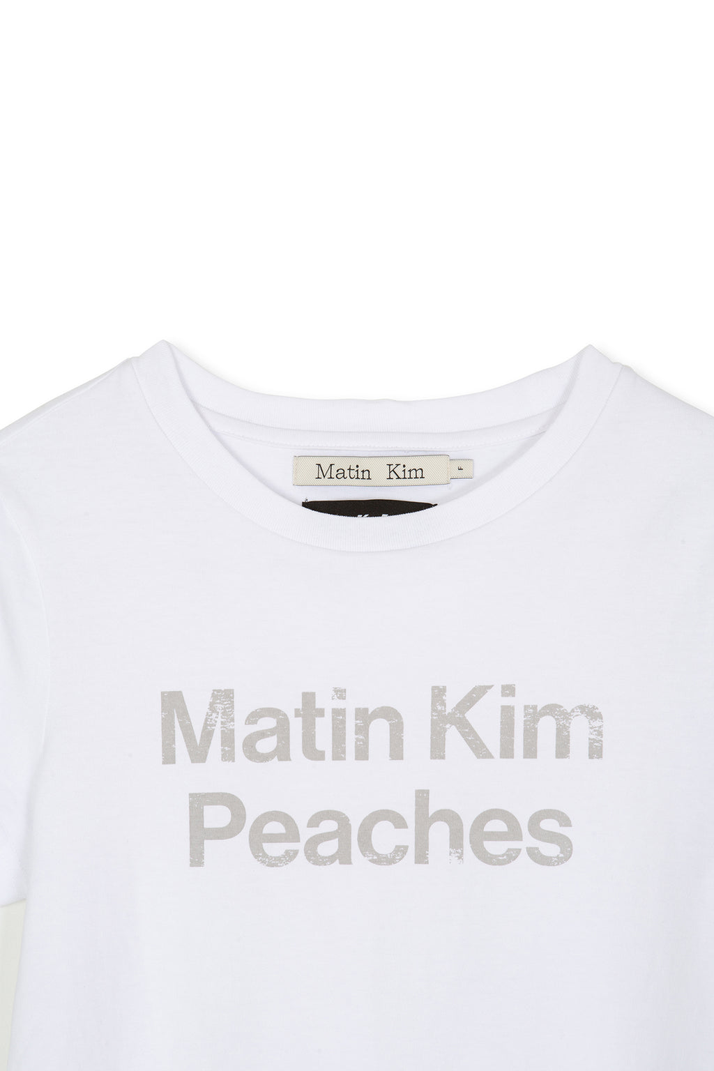 Matin Kim - Peaches Logo Graphic Crop Top (White) product image 4 | TRAB K-Fashion Australia