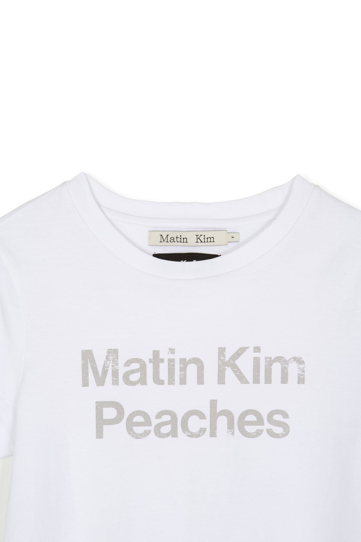 Matin Kim - Peaches Logo Graphic Crop Top (White) product image 4 | TRAB K-Fashion Australia