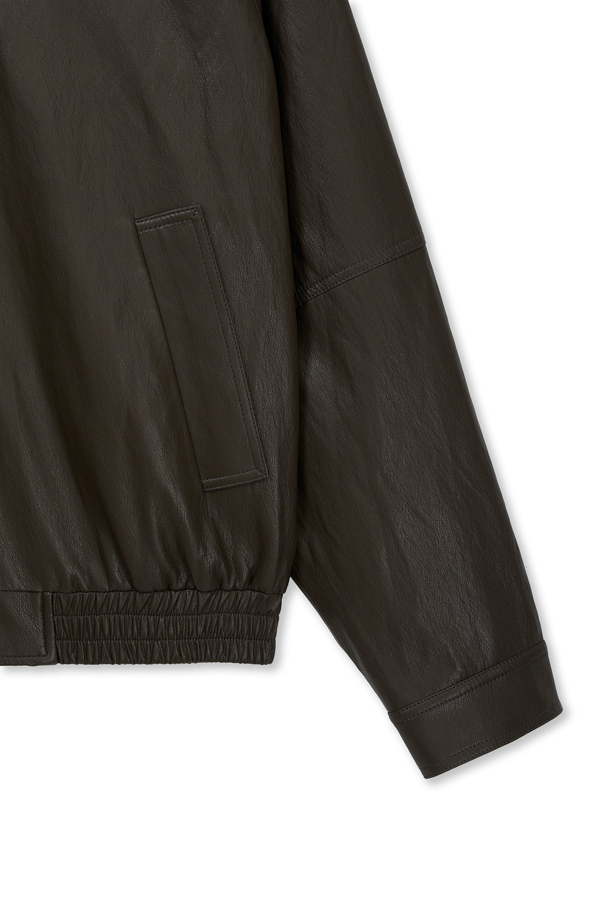 Matin Kim - Small Logo Faux Leather Zip Up Jumper (Brown) product image 4 | TRAB K-Fashion Australia