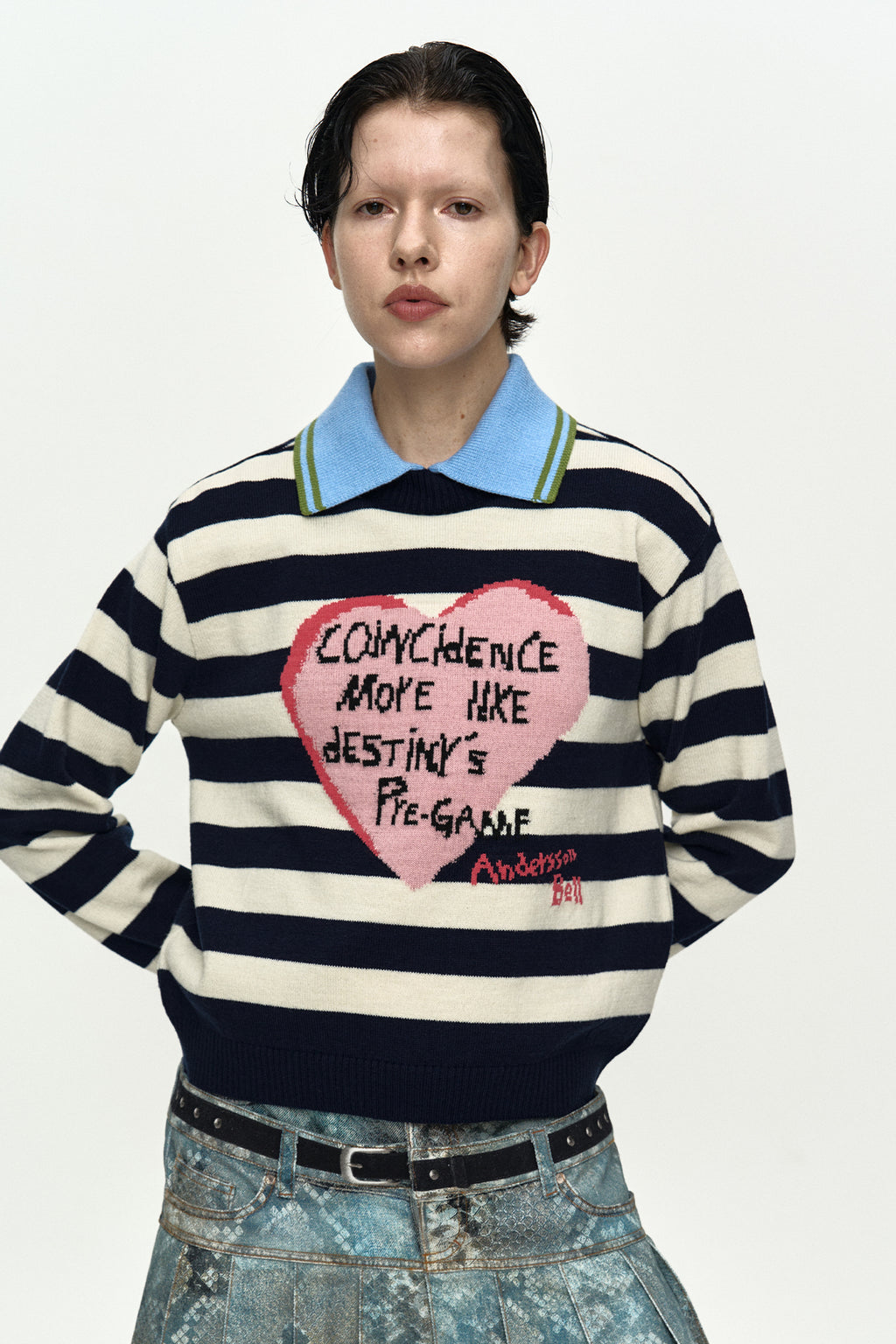 Andersson Bell - Girl's Heart Message Crew-Neck Sweater (Navy/Ivory) product image 8 | TRAB K-Fashion Australia