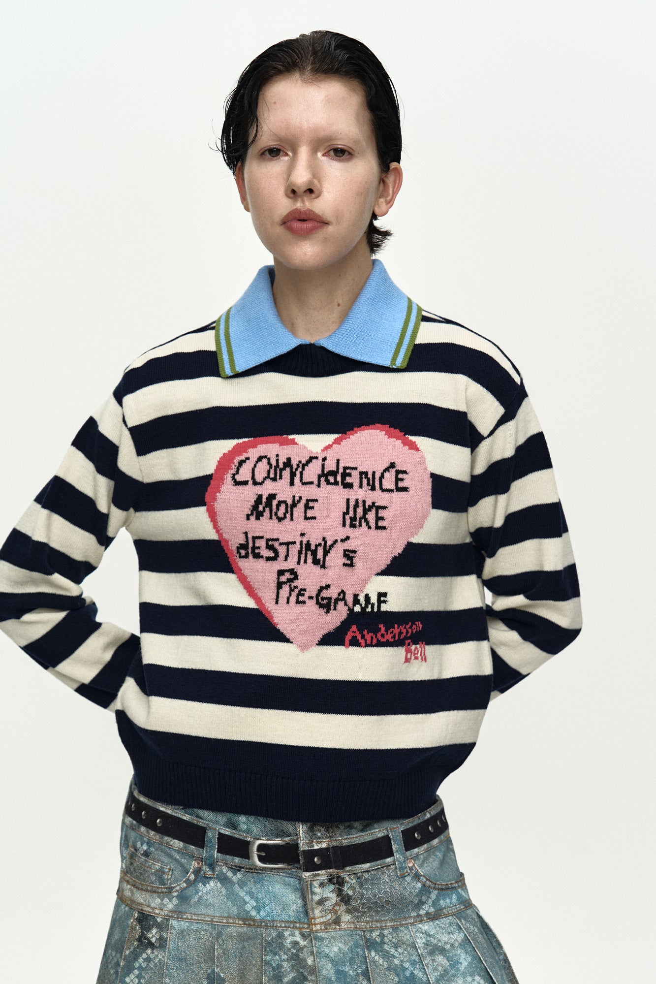 Andersson Bell - Girl's Heart Message Crew-Neck Sweater (Navy/Ivory) product image 8 | TRAB K-Fashion Australia