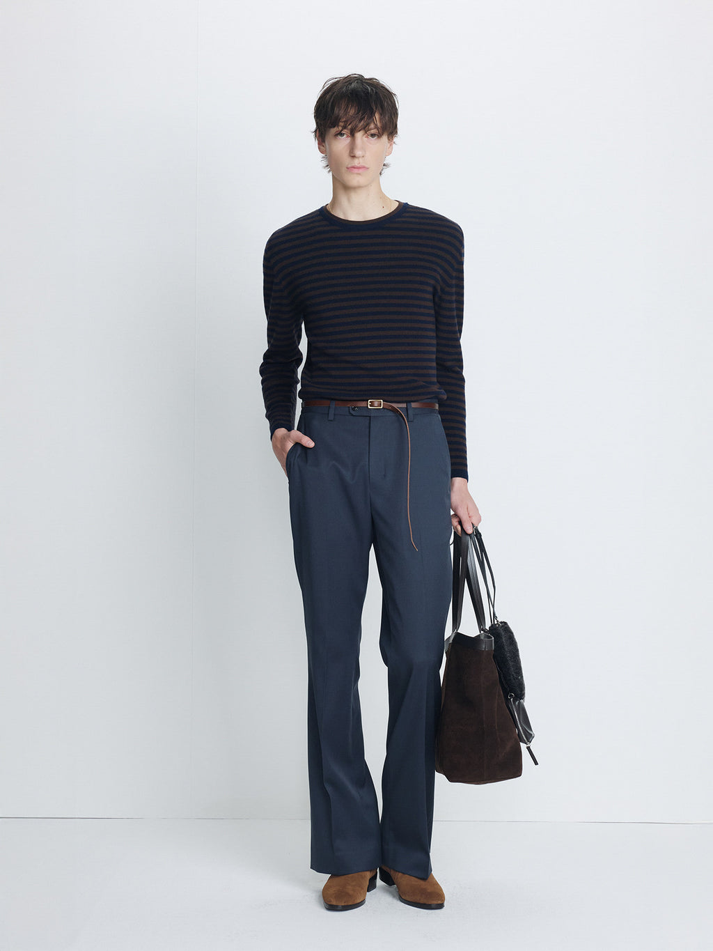 Tonywack - Merino Wool Essential Stripe Knit (Brown/Dark Navy) product image 1 | TRAB K-Fashion Australia