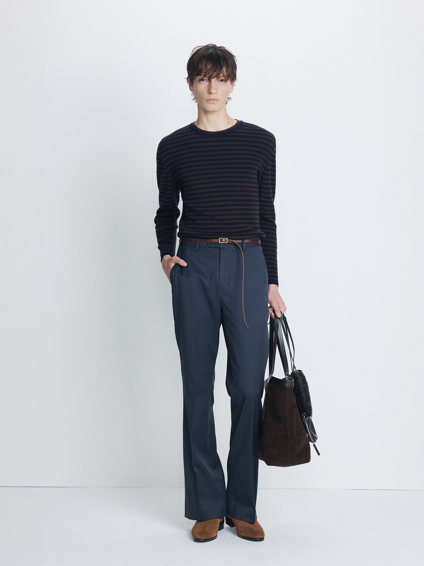 Tonywack - Merino Wool Essential Stripe Knit (Brown/Dark Navy) product image 1 | TRAB K-Fashion Australia