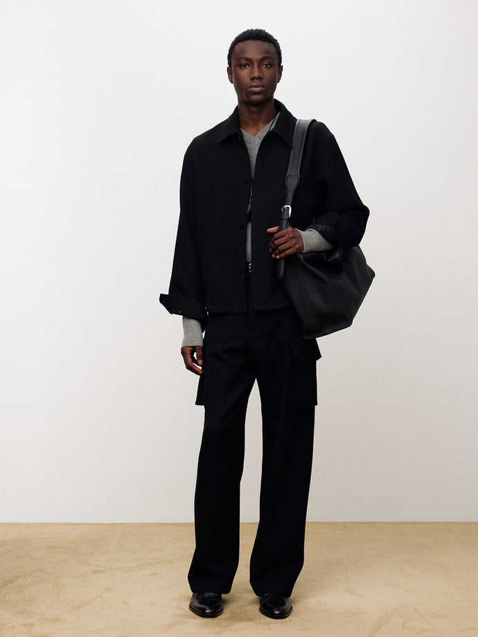 Tonywack - Textured Wool Wide Cargo Pants (Black) product image 5 | TRAB K-Fashion Australia