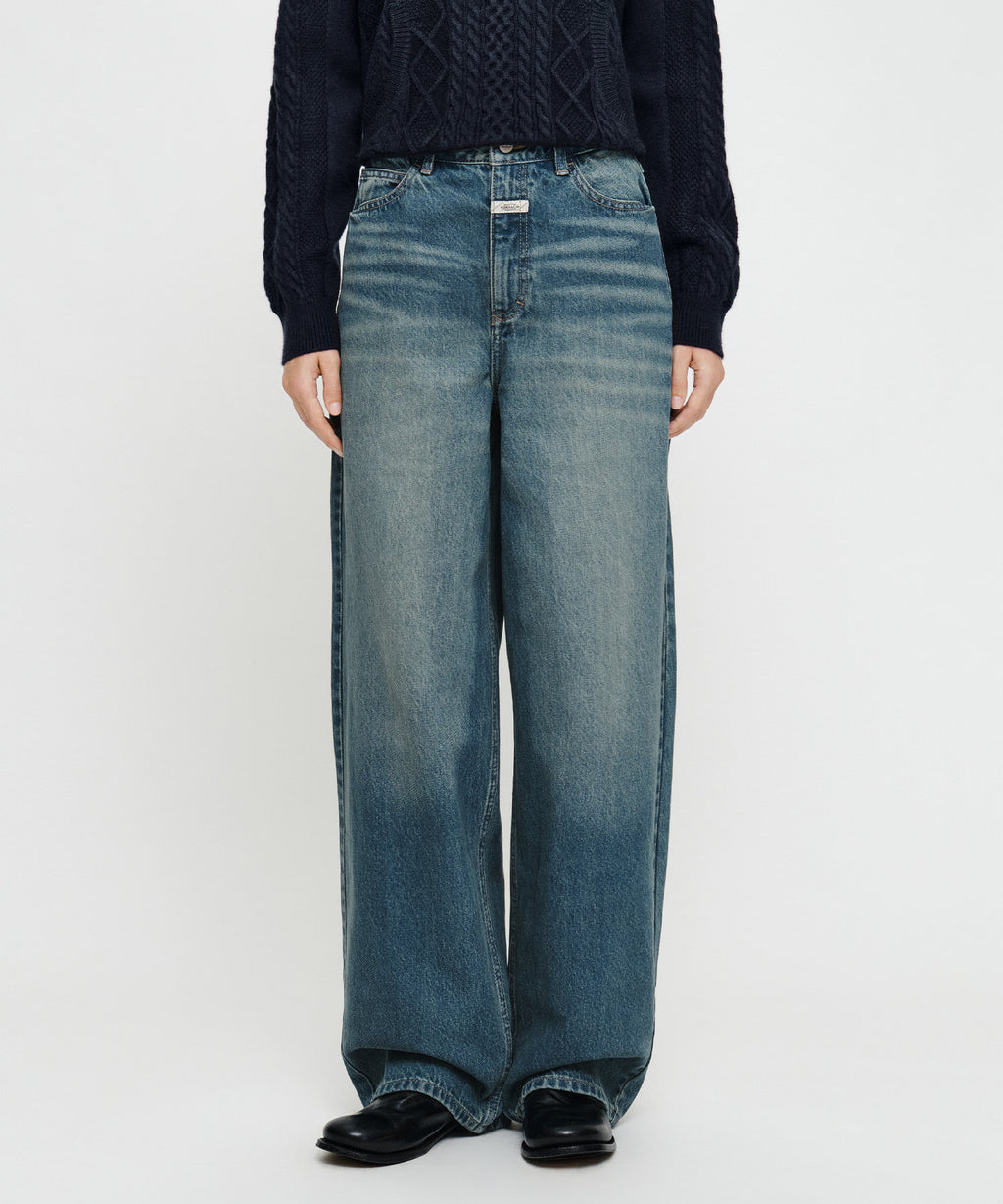 Marithe & Francois Girbaud - [Pre-order – Ships 7 Oct] Baggy Fit Dirty Washed Denim Pants (Blue) product image 1 | TRAB K-Fashion Australia