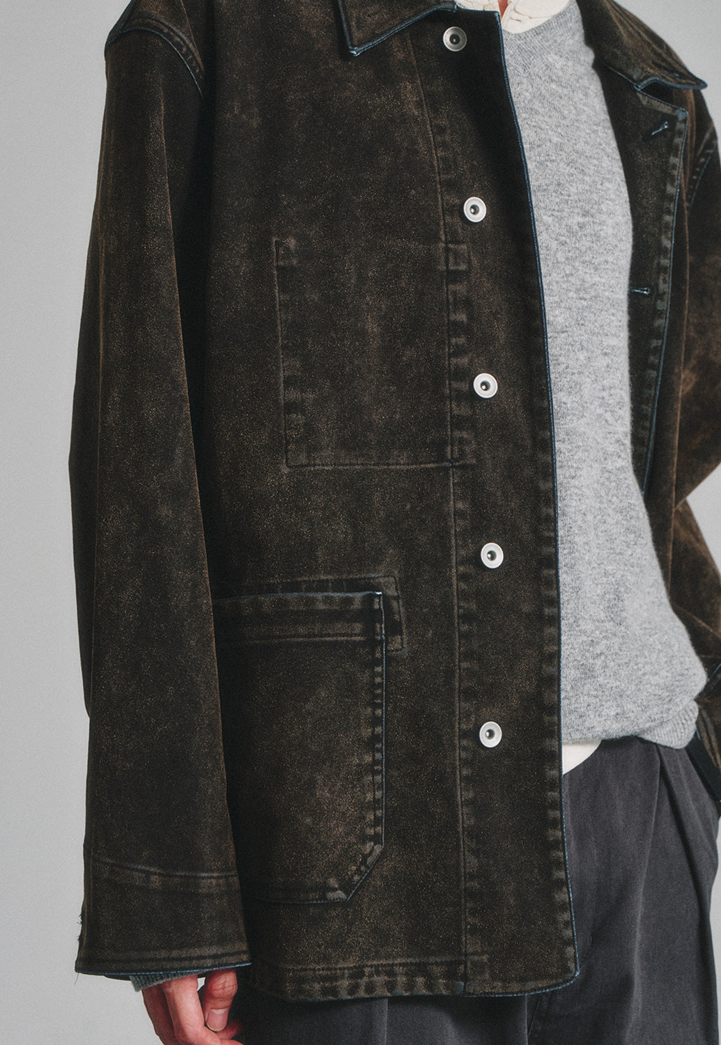 Art if acts - Flocked Denim French Work Jacket (Mud Indigo) product image 6 | TRAB K-Fashion Australia