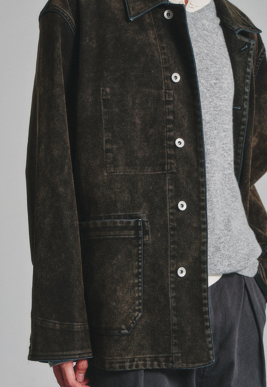 Art if acts - Flocked Denim French Work Jacket (Mud Indigo) product image 6 | TRAB K-Fashion Australia