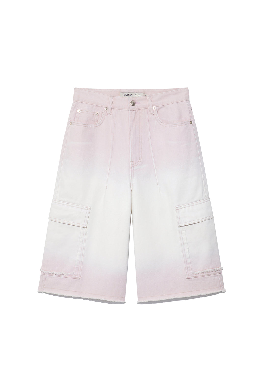 Matin Kim - Color Brush Bermuda Denim Cargo Pants (Light Pink) product image 1 | TRAB K-Fashion Australia