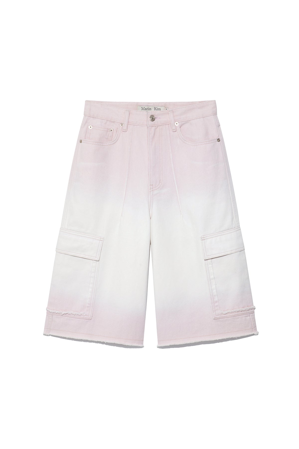Matin Kim - Color Brush Bermuda Denim Cargo Pants (Light Pink) product image 1 | TRAB K-Fashion Australia