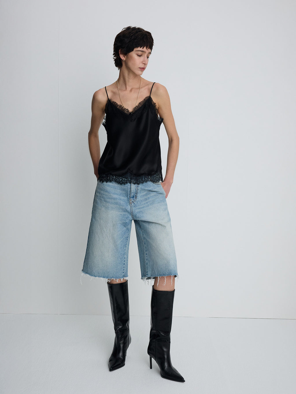 Tonywack - Raw Hem Denim Bermuda Shorts (Washed Light Blue) product image 7 | TRAB K-Fashion Australia