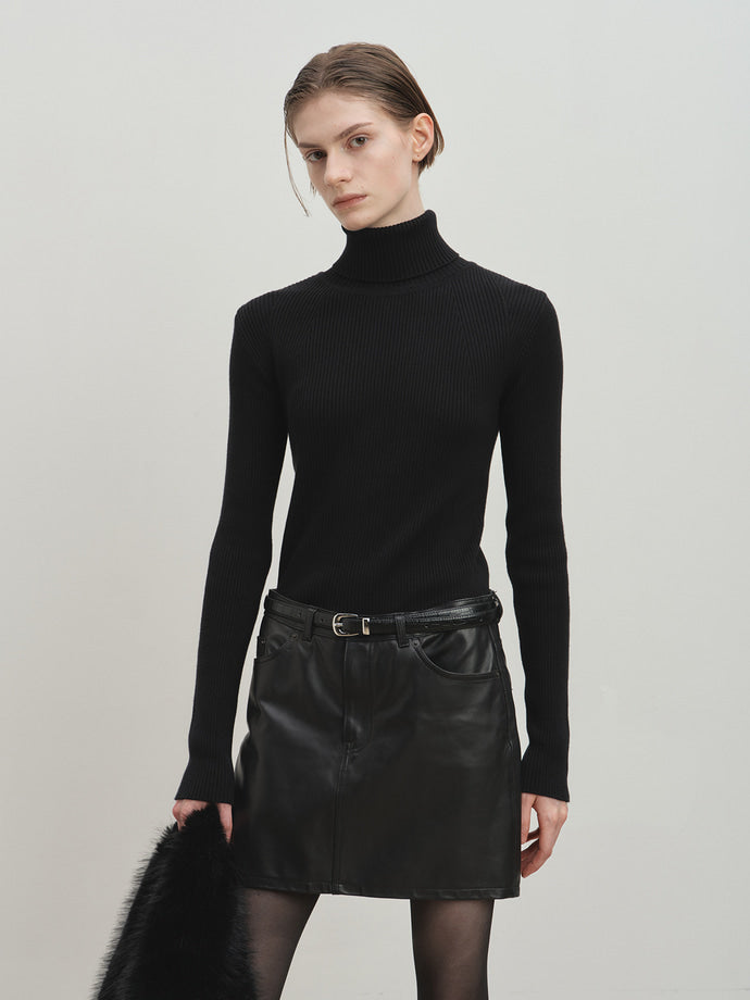 Tonywack - Lamb Leather Mini Skirt (Black) product image 3 | TRAB K-Fashion Australia