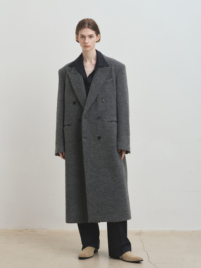Tonywack - Textured Wool And Alpaca Double-Breasted Coat (Grey) product image 2 | TRAB K-Fashion Australia
