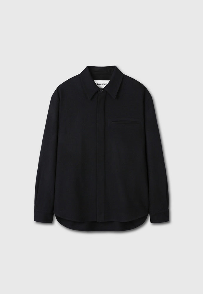 Tonywack - Virgin Wool Hidden Placket Shirt (Black) product image 7 | TRAB K-Fashion Australia