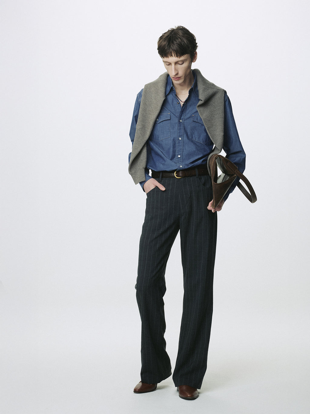 Tonywack - Washed Chambray Western Shirt Italian Fabric (Medium Indigo) product image 3 | TRAB K-Fashion Australia