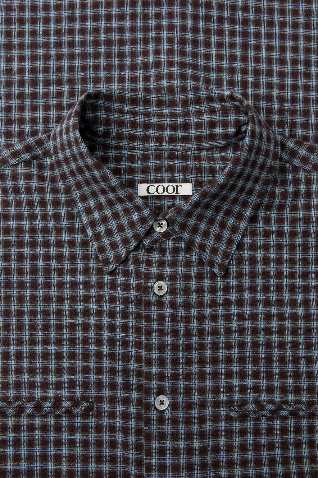 Coor - Double Welt Pocket Check Shirt (Burnt Brown Blue) product image 5 | TRAB K-Fashion Australia