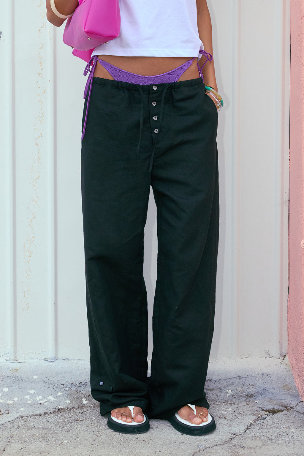 Deinet - Side Button Wide Pants (Black) product image 9 | TRAB K-Fashion Australia