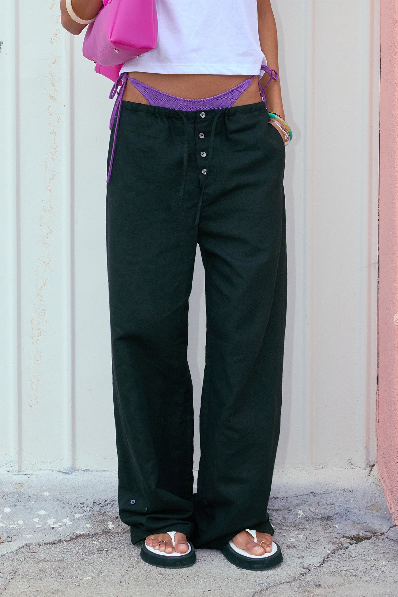 Deinet - Side Button Wide Pants (Black) product image 9 | TRAB K-Fashion Australia