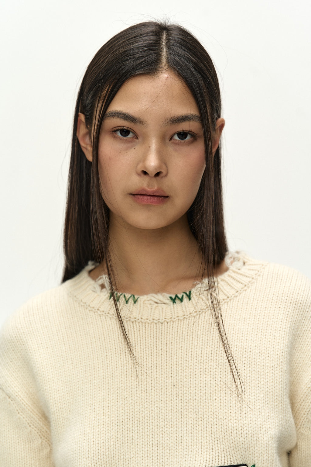 Andersson Bell - (essential) Distressed Varsity Patch Sweater (cream) (Cream) product image 4 | TRAB K-Fashion Australia