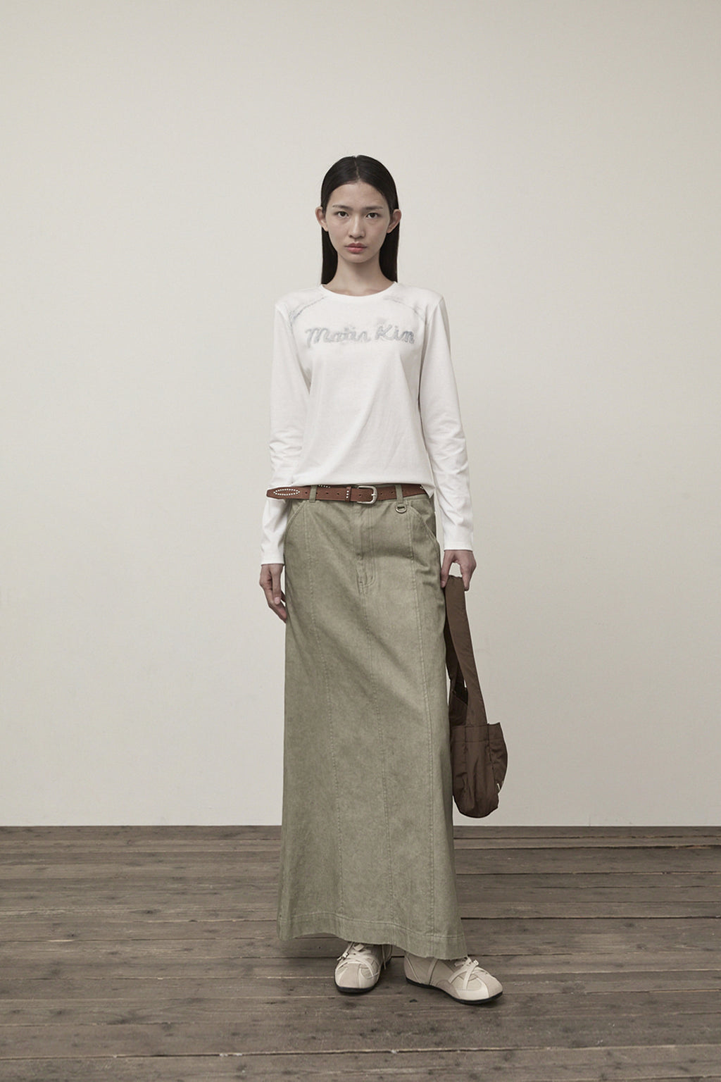 Matin Kim - Washed Mermaid Long Skirt (Light Khaki) product image 9 | TRAB K-Fashion Australia
