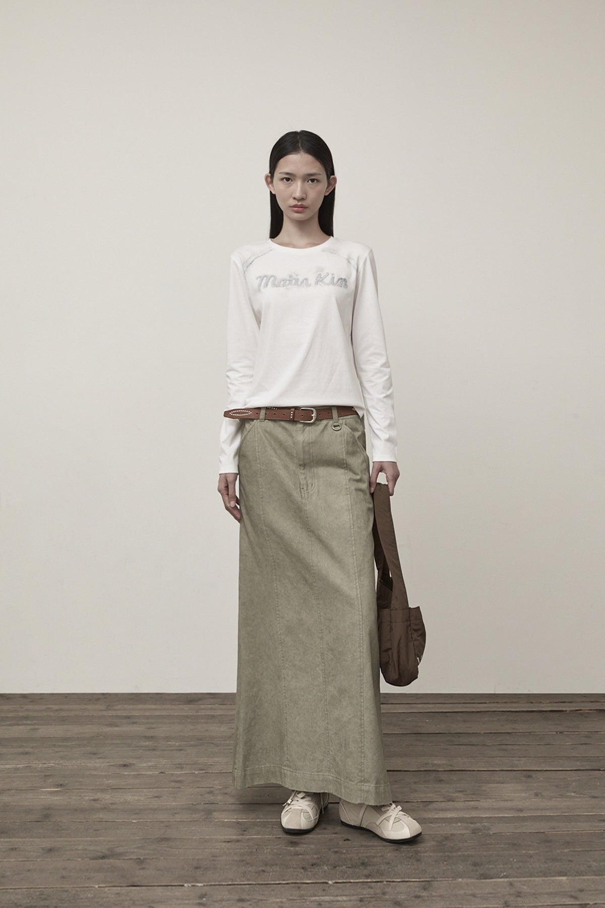 Matin Kim - Washed Mermaid Long Skirt (Light Khaki) product image 9 | TRAB K-Fashion Australia