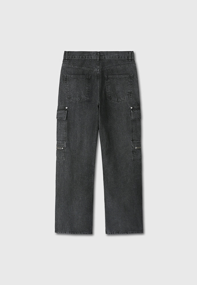 Tonywack - Relaxed Cut Denim Cargo Jeans (Faded Black) product image 8 | TRAB K-Fashion Australia