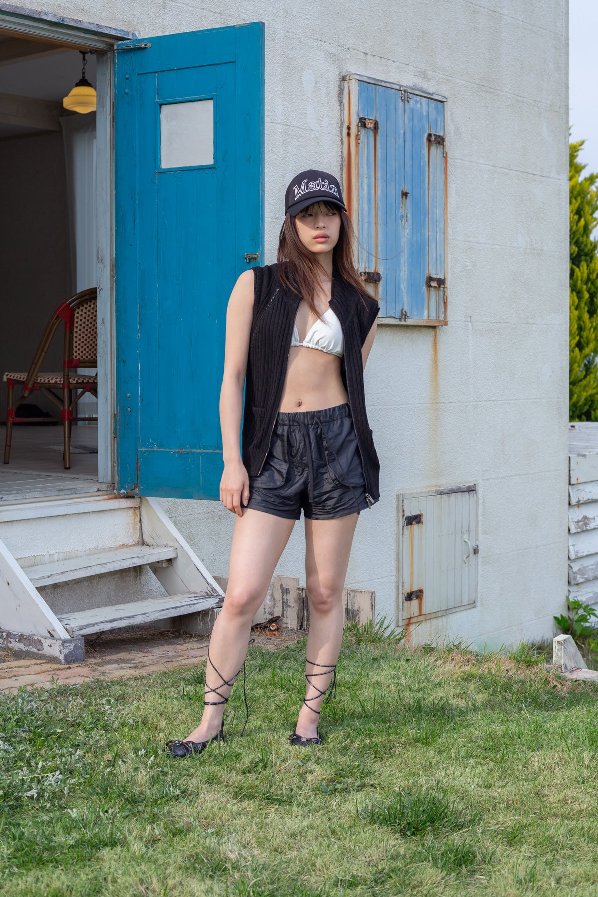 Matin Kim - Back Logo High Neck Knit Vest (Black) product image 13 | TRAB K-Fashion Australia